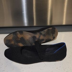 Rothy's Black Mary Jane Flats with Blue Accent
